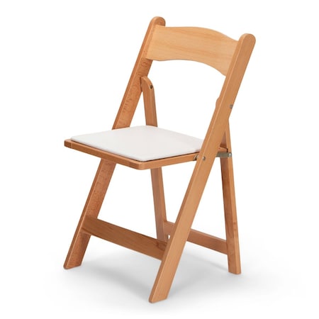 Atlas Commercial Products Wood Folding Chair, Natural with White Pad WFC5NTWC